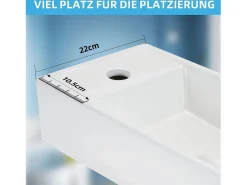 Online NETTLIFE Lavabo de baño Lavabo de encimera Cerámica - Lavabo cuadrado Blanco