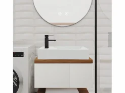 Online NETTLIFE Lavabo de baño Lavabo de encimera Cerámica - Lavabo cuadrado Blanco