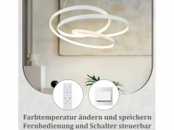 Best Lámpara Colgante LED Diam.50CM 55W Mesa de de Hierro Lámpara de Mesa de Moderna Regulable con Control Remoto para Dormitorio Lámpara Suspendida