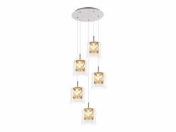 Hot Lámpara colgante moderna de cristal G9 para comedor, altura ajustable Lámpara Suspendida