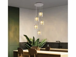 Hot Lámpara colgante moderna de cristal G9 para comedor, altura ajustable Lámpara Suspendida