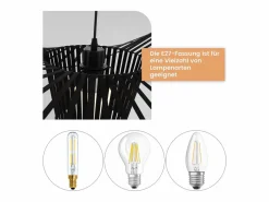Discount NETTLIFE Lámpara Colgante Negra E27 Moderna Diam.60cm Diseño Sombrero Policarbonato Máx.40W para Salón Comedor Cocina, Sin Bombilla Negro