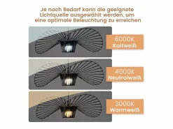 Discount NETTLIFE Lámpara Colgante Negra E27 Moderna Diam.60cm Diseño Sombrero Policarbonato Máx.40W para Salón Comedor Cocina, Sin Bombilla Negro