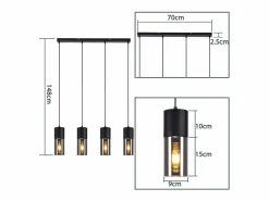 Clearance Lámpara colgante para mesa de comedor, E27, 4 llamas, LED ajustable, pantalla de cristal moderna Lámpara Suspendida