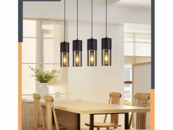 Clearance Lámpara colgante para mesa de comedor, E27, 4 llamas, LED ajustable, pantalla de cristal moderna Lámpara Suspendida