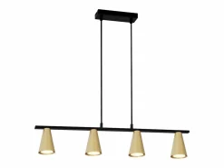NETTLIFE Lámpara colgante para mesa de comedor, colgante de oro: colgante moderno GU10, 4 llamas, metal negro industrial.