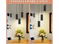 Discount Lámpara colgante de metal Diam.20 cm GU10 3 llamas mesa de salón lámpara industrial moderna para interior cocina Lámpara Suspendida