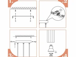 Discount Lámpara colgante de metal Diam.20 cm GU10 3 llamas mesa de salón lámpara industrial moderna para interior cocina Lámpara Suspendida
