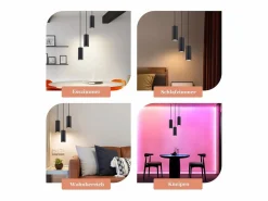 Discount Lámpara colgante de metal Diam.20 cm GU10 3 llamas mesa de salón lámpara industrial moderna para interior cocina Lámpara Suspendida