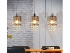 NETTLIFE Lámpara colgante moderna de 3 bombillas E27, diámetro de 60 cm, altura ajustable, cristal y cristal, para comedor, máx. 25 W.