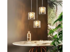 Discount Lámpara colgante moderna de cristal G9 para comedor, altura ajustable Lámpara Suspendida