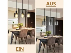 Outlet Lámpara Colgante Vidrio Diam.68 cm E27 Vintage 3 Bombillas Lámpara de Lámpara Industrial Retro para Sala de Estar Hotel Oficina Lámpara Suspendida
