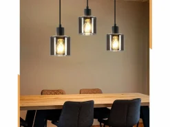 Outlet Lámpara Colgante Vidrio Diam.68 cm E27 Vintage 3 Bombillas Lámpara de Lámpara Industrial Retro para Sala de Estar Hotel Oficina Lámpara Suspendida