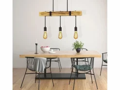 Hot NETTLIFE Lámpara colgante Comedor Mesa de comedor Madera vintage E27 Lámpara colgante 61 CM Industrial Marru00f3n