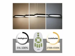 NETTLIFE Lámpara colgante LED en aluminio Diam.150 cm 54W Lámpara moderna Diseño 4 anillos Lámpara de mesa de regulable con suspensión