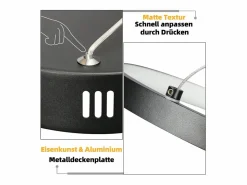 NETTLIFE Lámpara colgante LED en aluminio Diam.150 cm 54W Lámpara moderna Diseño 4 anillos Lámpara de mesa de regulable con suspensión