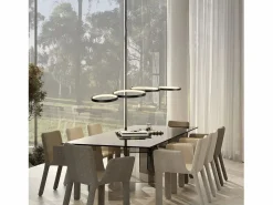 NETTLIFE Lámpara colgante LED en aluminio Diam.150 cm 54W Lámpara moderna Diseño 4 anillos Lámpara de mesa de regulable con suspensión
