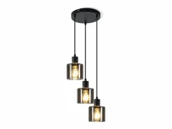 Sale NETTLIFE Lámpara Colgante Vidrio Diam.26cm E27 Sala de Estar 3 Bombillas Lámpara de Vintage Lámpara Industrial Regulable en Altura Negro