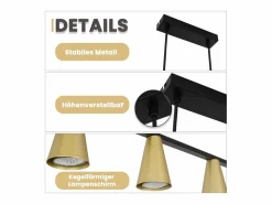 Online Lámpara colgante para mesa de comedor, con conexión GU10: lámpara de comedor de 6 bombillas, de metal negro , moderno y industrial. Lámpara Suspendida
