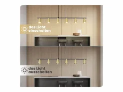 Online Lámpara colgante para mesa de comedor, con conexión GU10: lámpara de comedor de 6 bombillas, de metal negro , moderno y industrial. Lámpara Suspendida
