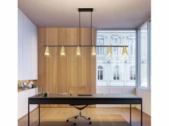 Online Lámpara colgante para mesa de comedor, con conexión GU10: lámpara de comedor de 6 bombillas, de metal negro , moderno y industrial. Lámpara Suspendida