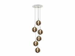 NETTLIFE Lámpara colgante G9 vidrio gris Diam.31cm 6 bombillas color cocina salón lámpara dormitorio lámpara pasillo Gris antracita