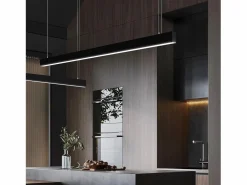 NETTLIFE Lámpara Colgante LED Diam.107CM 32W 3000K-6500K Mesa Regulable Negra con Lámpara de Diseño Lineal Moderno para Oficina