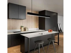 NETTLIFE Lámpara Colgante LED Diam.107CM 32W 3000K-6500K Mesa Regulable Negra con Lámpara de Diseño Lineal Moderno para Oficina