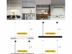 NETTLIFE Lámpara Colgante LED Diam.107CM 32W 3000K-6500K Mesa Regulable Negra con Lámpara de Diseño Lineal Moderno para Oficina