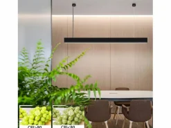 NETTLIFE Lámpara Colgante LED Diam.107CM 32W 3000K-6500K Mesa Regulable Negra con Lámpara de Diseño Lineal Moderno para Oficina