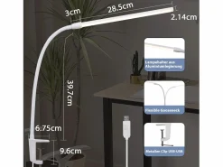 Discount Lámpara de escritorio con abrazadera LED blanca diurna, 3 temperaturas de color, 5 niveles de brillo, USB flexible, 5 W Lámpara De Escritorio