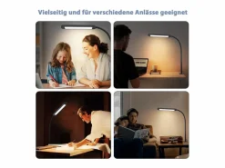 NETTLIFE Lámpara de escritorio LED regulable con abrazadera, color , 5 colores y 5 niveles de brillo, 11 W, protección ocular flexible.