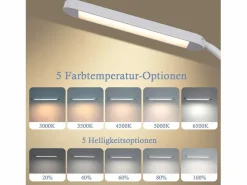 Lámpara de escritorio LED regulable con enchufe , 5 niveles de brillo, 11 W, flexible, con función de temporizador de luz nocturna. Lámpara De Escritorio