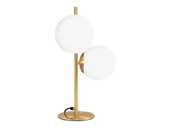 NETTLIFE lámpara de mesa / lámpara de cabecera moderna y industrial dorada, 2 bombillas con interruptor, diseño de metal y vidrio , E27.