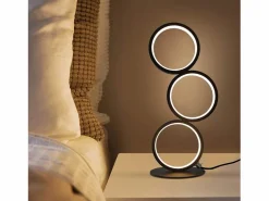 Outlet Lámpara de mesa LED - Lámpara de mesita negra regulable por toque - Lámpara de escritorio en forma de anillo metálico con diseño moderno Lámpara De Escritorio
