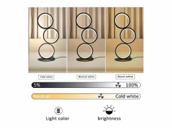 Outlet Lámpara de mesa LED - Lámpara de mesita negra regulable por toque - Lámpara de escritorio en forma de anillo metálico con diseño moderno Lámpara De Escritorio