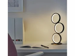 Outlet Lámpara de mesa LED - Lámpara de mesita negra regulable por toque - Lámpara de escritorio en forma de anillo metálico con diseño moderno Lámpara De Escritorio