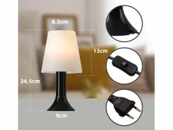 Clearance NETTLIFE Lámpara de mesa para salón, lámpara de noche con cable, juego de 2 lámparas pequeñas E14, lámparas de mesa modernas Negro