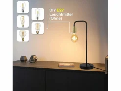 NETTLIFE Lámpara de Mesa Vintage Lámpara de Noche para - Lámpara de Mesa Industrial E27 de Oro Luz Nocturna para niños en el Dormitorio Negro
