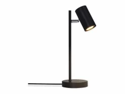 NETTLIFE lámpara de mesilla, lámpara de mesa negra, salón giratoria 350° GU10, metal, oficina.