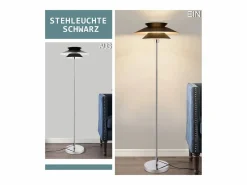 Discount NETTLIFE Lámpara de pie de salón negra moderna E27 1 llama con interruptor de pie Diseño industrial de metal vintage Altura 145 CM Negro