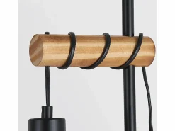 NETTLIFE Lámpara de pie de madera Lámpara de pie vintage: Lámpara de salón negra Lámpara de pie con casquillo E27 146 cm (sin bombilla)