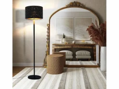 Sale NETTLIFE Lámpara de pie moderna para sala de estar - de tela con casquillo E27 Máx. Diseño Estrella Dorada Negra 40W Pantalla 144cm Negro