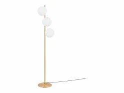 NETTLIFE Lámpara de pie moderna -para sala de estar E27 Lámpara de 3 llamas con diseño dorado de pie industrial de vidrio y metal