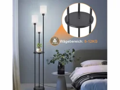 NETTLIFE Lámpara de pie salón E27 vintage blanca 3 lámparas pantalla de tela interruptor de pie