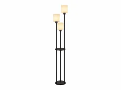 NETTLIFE Lámpara de pie salón E27 vintage blanca 3 lámparas pantalla de tela interruptor de pie