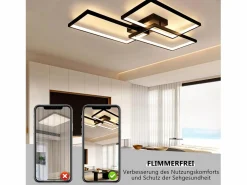 Outlet NETTLIFE Lámpara de Techo LED Metal 72W 80CM Lámpara de Salón Moderna Regulable con Control Remoto Diseño Rectangular para Cocinas Negro