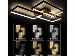 Outlet NETTLIFE Lámpara de Techo LED Metal 72W 80CM Lámpara de Salón Moderna Regulable con Control Remoto Diseño Rectangular para Cocinas Negro
