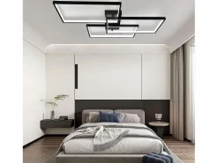Outlet NETTLIFE Lámpara de Techo LED Metal 72W 80CM Lámpara de Salón Moderna Regulable con Control Remoto Diseño Rectangular para Cocinas Negro