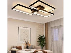 Outlet NETTLIFE Lámpara de Techo LED Metal 72W 80CM Lámpara de Salón Moderna Regulable con Control Remoto Diseño Rectangular para Cocinas Negro